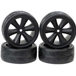 Gravity RC USGT Spec Pre-Mounted Rubber Tires on Black GT Wheels.
