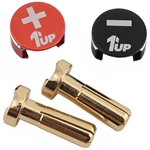 1UP Racing LowPro Bullet Plug Grips w/4mm Bullets (Black/Red)