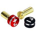 1UP Racing LowPro Bullet Plug Grips w/5mm Bullets (Black/Red).