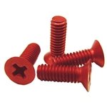 CRC 8-32 Red Aluminum 82° Flat Head Screws (4).