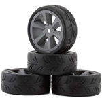 Gravity RC USGT Spec Pre-Mounted Rubber Tires on Gray Edge Wheels (4).