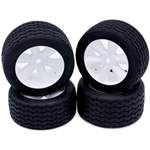 Gravity RC VTA Tires Pre glued, on VTA Edge Wheels White (Set of 4)