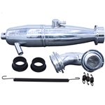 Mega Pipe-Set Inline EFRA 2607 ZX12 polished exhaust with medium conical manifold for 1/10 nitro RC touring cars
