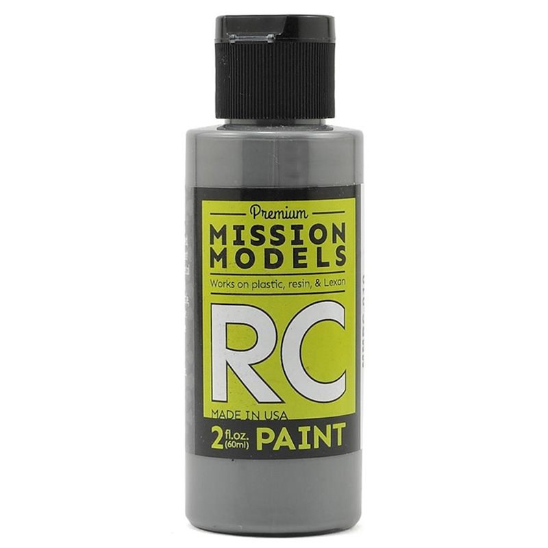 A 2oz bottle of Mission Models Gray Acrylic Lexan Body Paint.[MIOMMRC010]